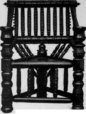 Turned Three Legged or Boffet Chair, early sixteenth century.