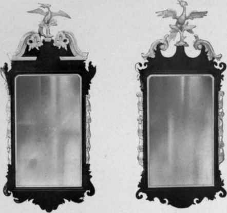 Two Looking Glasses with mahogany and gilt frames, 1770 80.