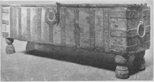 Oak Chest. All Saints' Church. Stansfield, Suffolk. 5 ft. long by 1 ft. 9 ins. total height