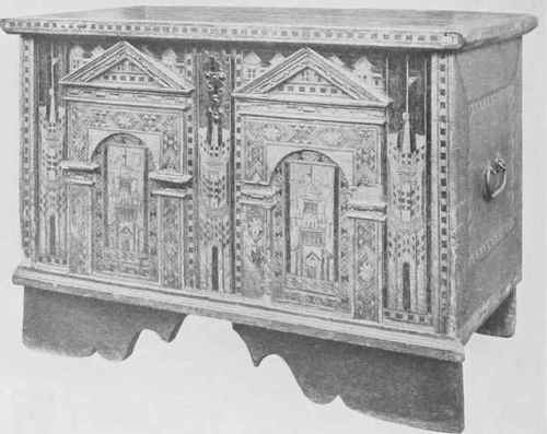 Oak Chest Inlaid With Marqueterie And Parqueterie Of Various Woods.