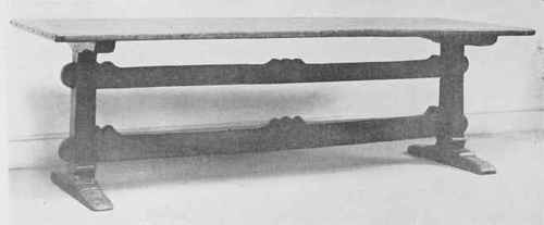 Oak Trestle Table Of Light Type.