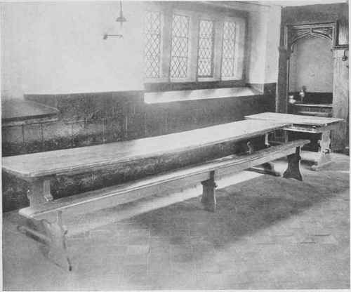 oak tables and forms, with elm tops.