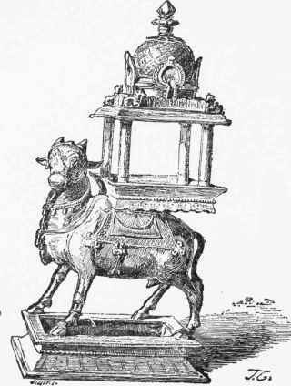 Sacred Bull, antique Indian bronze. (Former collection of the Baron de Monvillc.)