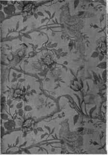 7. Flower and bird pattern on printed strie ground.