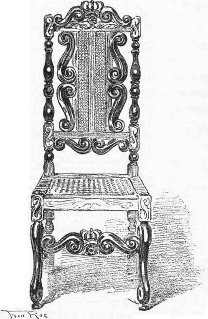 CANE BACKED CHAIR CARVED WITH ROYAL CROWN, ONE OF A SET IN THE POSSESSION OF SIR CHARLES LAWES WITTEWRONGE, BART