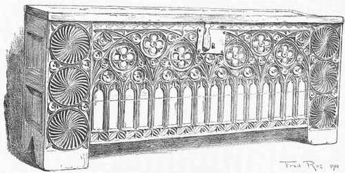 CARVED COFFER OF THIRTEENTH CENTURY DESIGN IN PETERBOROUGH CATHEDRAL