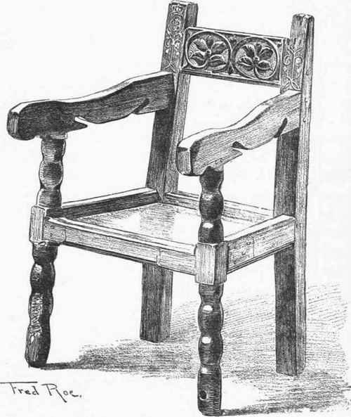 child's chair, inlaid with the royal rose and crown in silver, first half of the seventeenth century