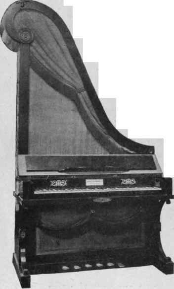 Harp shaped Piano, about 1800.