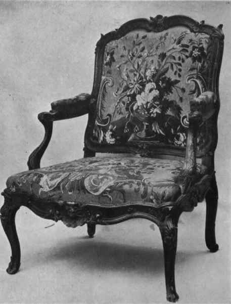 LOUIS QUINZE ARM CHAIRS WITH ROCOCO MOTIFS.