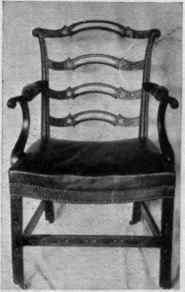 Ladder back Arm Chair, Drop Seat, Fretted Legs and Stretchers.