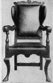 Pennsylvania Wing Chair, c. 1730, Ogeed Seat rail, Ringed Baluster Arm Supports.