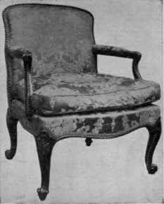 Upholstered Arm Chair, French Style, Shaped Seat rail.