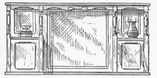 Fig. 160.   Front Elevation of Overmantel.