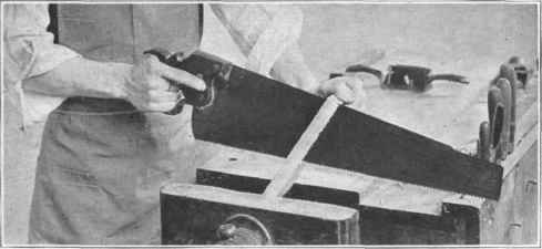 Fig. 30. Ripping with wood held in vise.