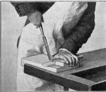 Fig. 111.   Incorrect Use oF the Chisel in Fitting a Shoulder.