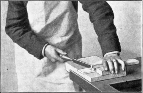 Fig. 112.   Incorrect Use of the Chisel in Following a Line.