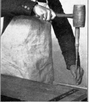 Fig. 121. Method of Grasping a Chisel for Mortising Small Work.