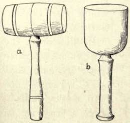 Fig. 40.   Mallets. a, square faced mallet; b, round mallet.