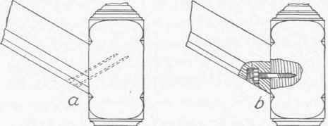 Fig. 74.   Methods of Fastening Handrails to Posts.