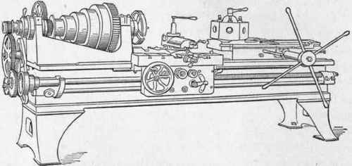 Fig. 301. 24 inch Swing Engine Lathe with Turret on the Bed, built