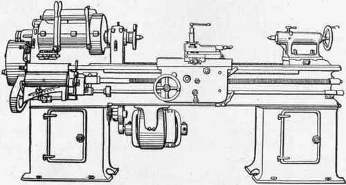 Fig. 310. 18 inch Swing Prentice Motor Driven Lathe.
