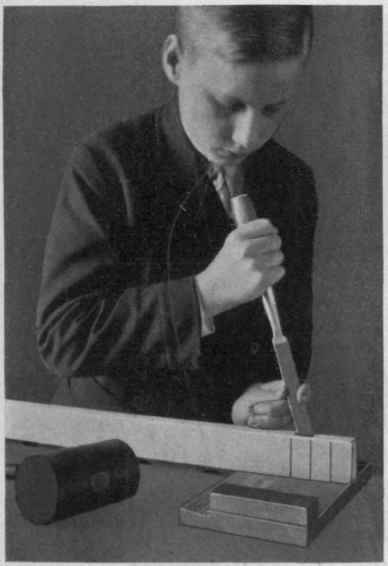 Fig. 20. Method for Holding Chisel in Mortising.