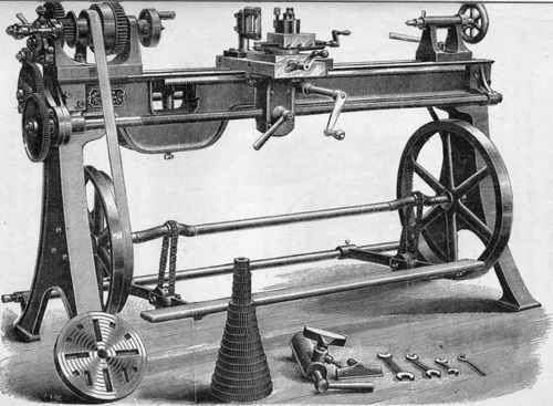 PLATE XII. LARGE SELF ACTING AND SCREW CUTTING LATHE.
