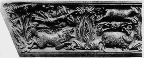 V.   Portion of a Carved Oak Panel   The Sheepfold.