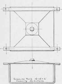Plan and end view of fuel tank