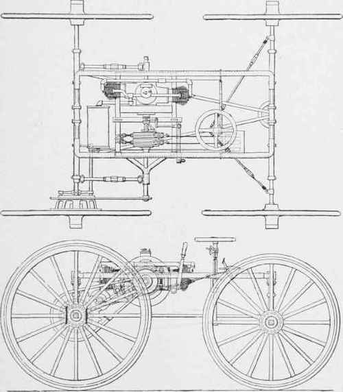 Plan and side elevation of the assembled buggy
