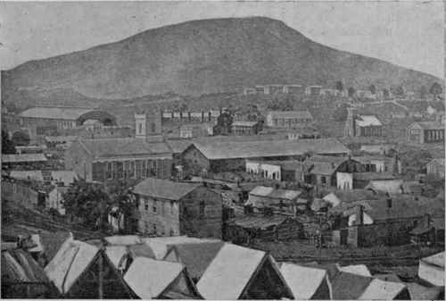 Chattanooga, 1863. Population chiefly soldiers. Market Street from 5th to 8th Streets, shown in center of picture (even then the principal street).