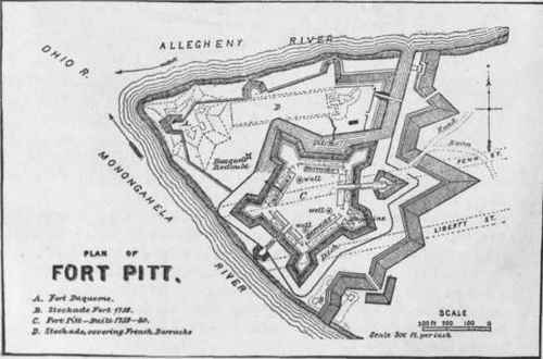 Starting point of Pittsburg. Fort at junction of rivers for military reasons.