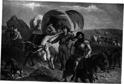 Emigrants Moving West In Covered Wagons, Often Called Prairie
Schooners