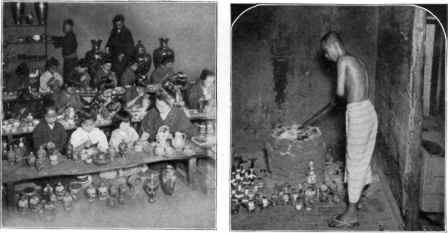 Japanese girls, decorating fine pottery