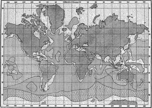 Map of marine deposits. (Kayser after Murray and Renard).