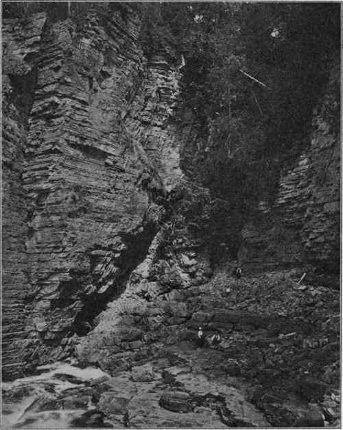 Normal fault, Au Sable Chasm, N.Y. (Photograph by van Ingen).