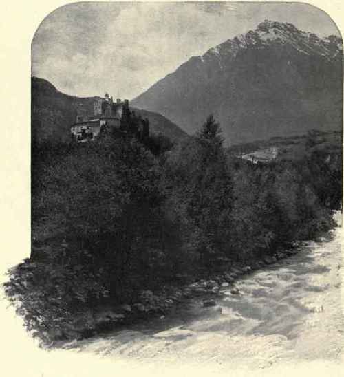 Schloss Forst, The River Etsch, And The Zielspitze.